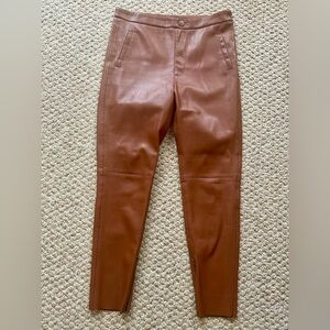 Zara Brown Faux Leather Pants Size 30 Large